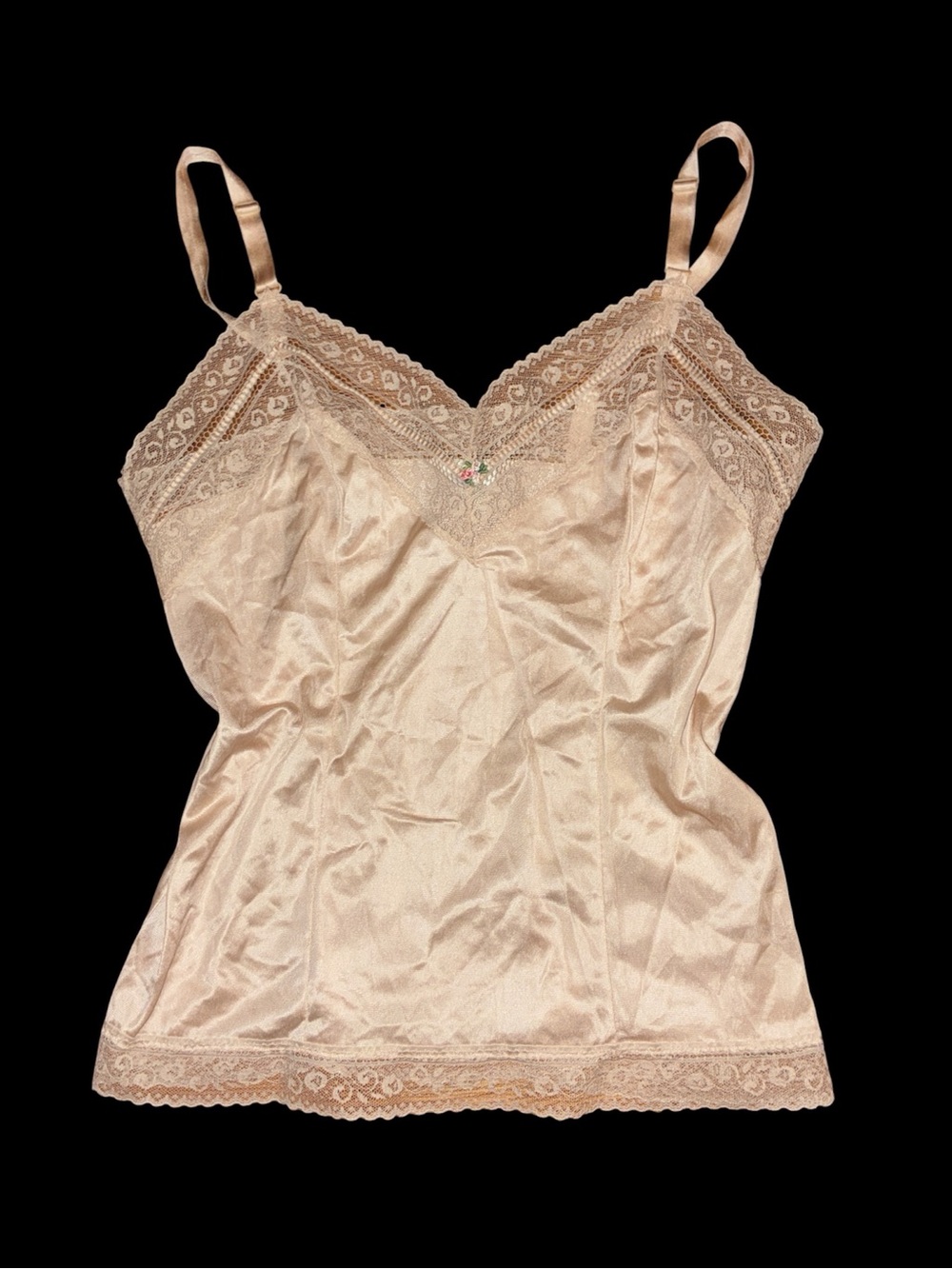Y2K lace trimmed slip tank top tan beige neutral 2000s corset style grunge